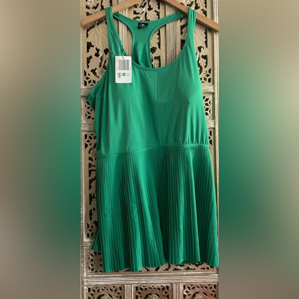🆕🍋 Scoop-Neck Pleated Tennis Golf Workout Errands Dress Green New XL summer fun - Picture 3 of 10